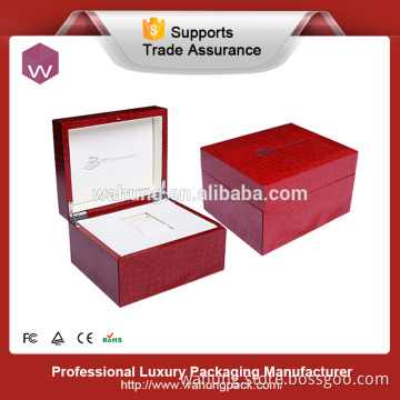 elegant single watch package box wood with croco PU